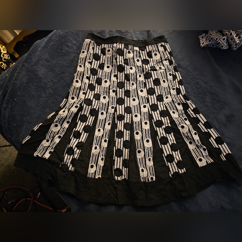 Tweeds Black and White Geometric A-Line Skirt